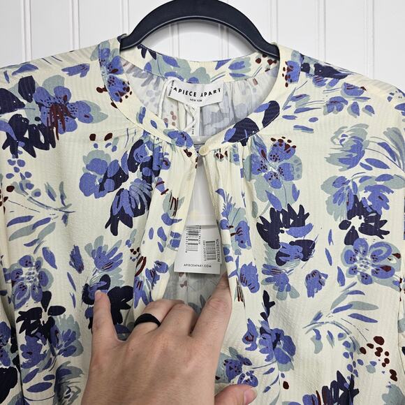 Apiece Apart Mona Long Sleeve Mini Dress Size Medium Painterly Floral Wedding - Picture 4 of 10